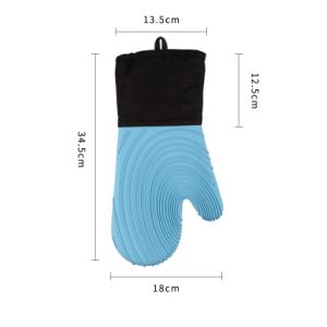 These Silicone Insulated Gloves Microwave Oven High Temperature Kitchen Anti-Hot Gloves, in blue and black with a loop for hanging, offer excellent protection for all your baking needs.