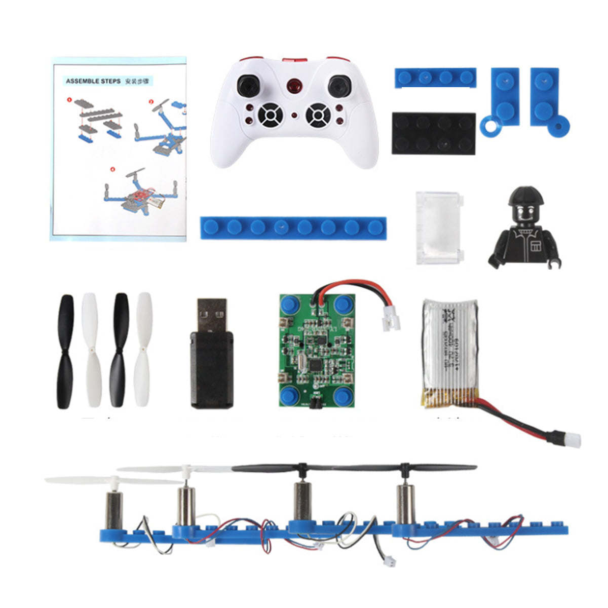 A kids' DIY Drone Building STEM Project For Kids with a remote control attached to it, perfect for STEM projects.