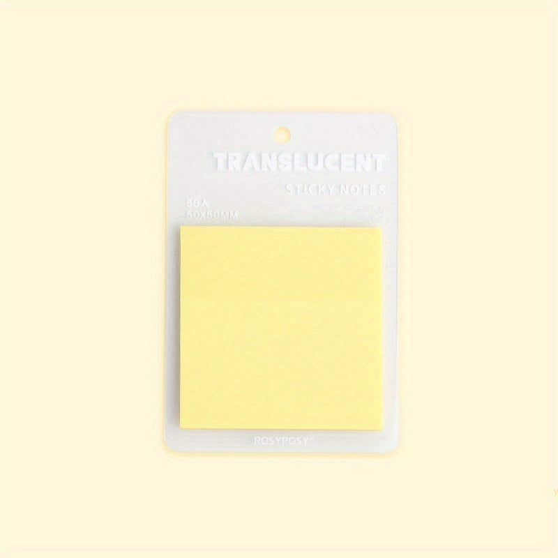A pack of 1PC Colorful PET Transparent Sticky Notes for students with focus marking, measuring 60x60mm, showcased on a white background.