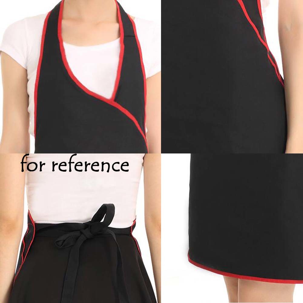 In the kitchen, a man wearing a [Black] Durable Aprons Cafe Aprons Sleeveless Working Apron for Men, 30.7 inches with red trim handles spills.
