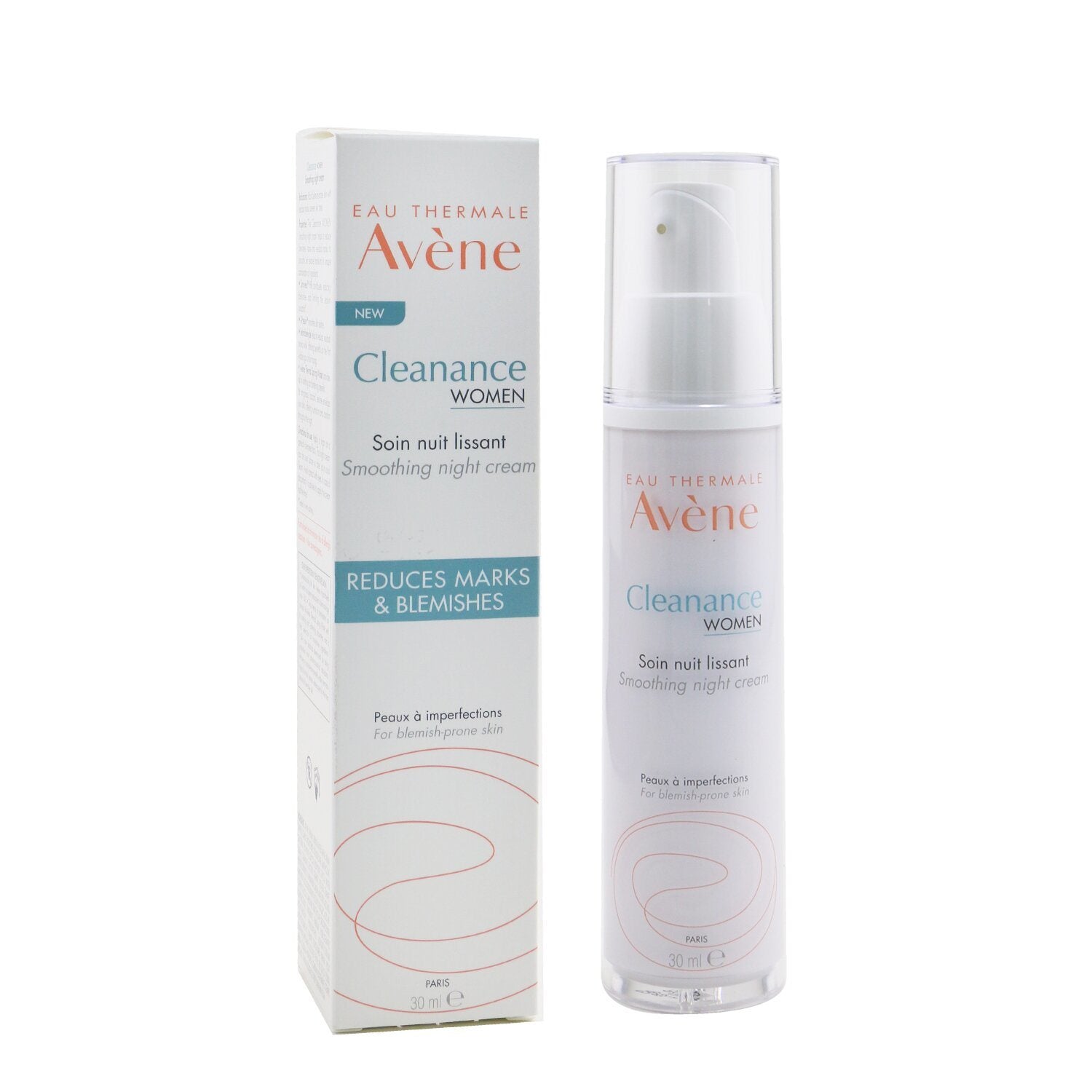 Cleanance WOMEN Smoothing Night Cream - For Blemish-Prone Skin cleanser for sebum production with a white bottle on a white background.