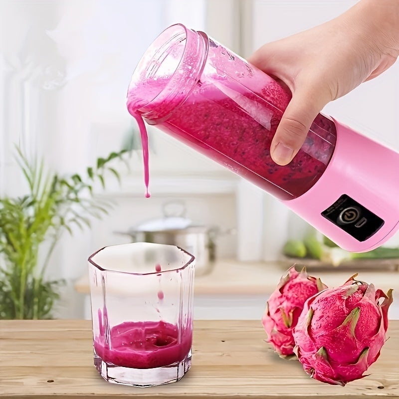 A 1pc 380ML Portable Blender With 6 Blades Rechargeable USB filled with a variety of important fruits and vibrant juices, perfect for achieving optimal health and wellness.