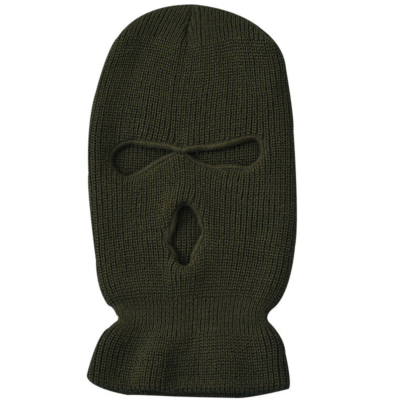A warm and comfortable Army Tactical Mask 3 Hole Full Face Mask Ski Mask Winter Cap Balaclava Motorbike Motorcycle Helmet Full Helmet with a 3 hole design, on a white background.