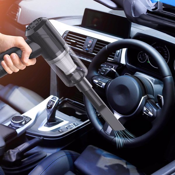 A powerful Ambitelligence handheld vacuum cleaner for car & home cleaning with a cord and attachments, boasting 18000PA suction power for a clean all experience.