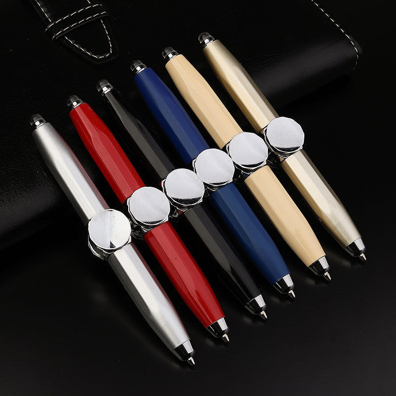 Multifunctional gyro pen with flashlight and Fingertip Gyro Ballpoint Pen LED Metal Creative Multifunctional Decompression Pen Finger Gyro Rotating Decompression Artifact capabilities.