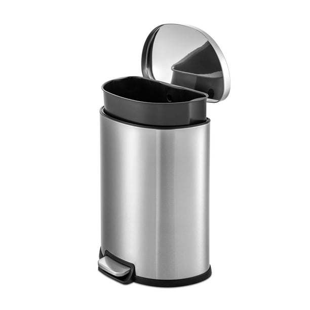 A 50L/13Gal Heavy Duty Hands-Free Stainless Steel Commercial/Kitchen Step Trash Can with impeccable design and craftsmanship, showcased on a clean white background.