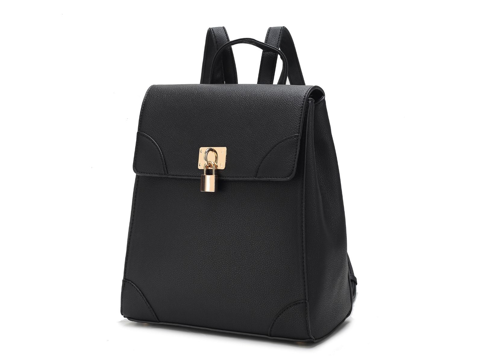 A MKF Collection Sansa Vegan Leather Women's Backpack by Mia k with a gold buckle.