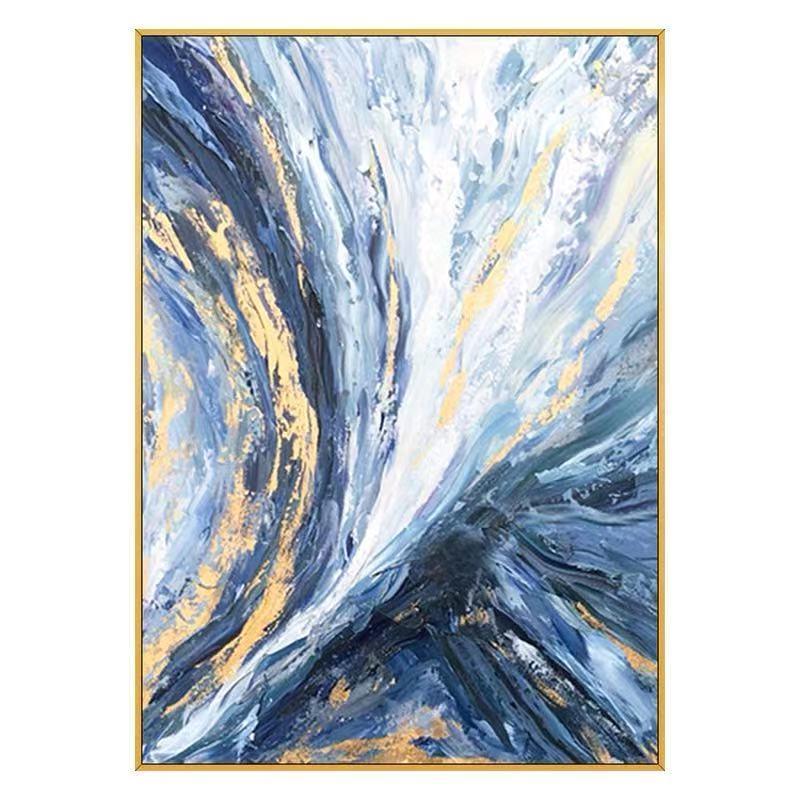 Light Blue Luxury Wall Art Abstract Canvas Oil Painting