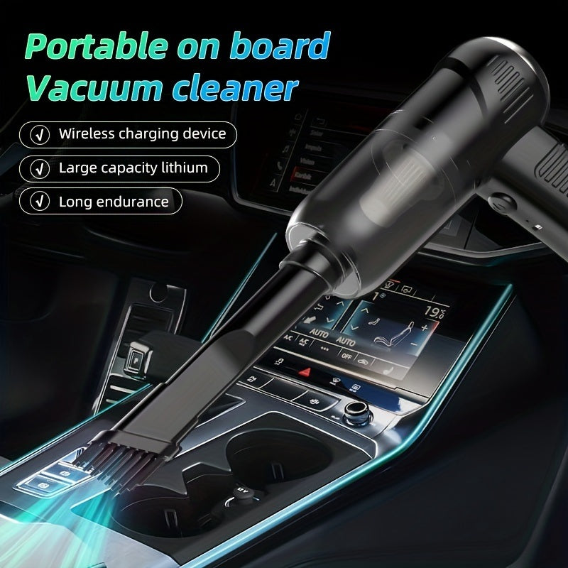 A 1pc Wireless Handheld High Suction Mini Car Vacuum Cleaner Cordless 10000PA Suction Household And Car Lightweight Vacuum Cleaner (Comes With Battery) with accessories in the automotive category: long nozzle suction, brush suction head, USB cable, filter element, and instruction manual, displayed individually on a white background.