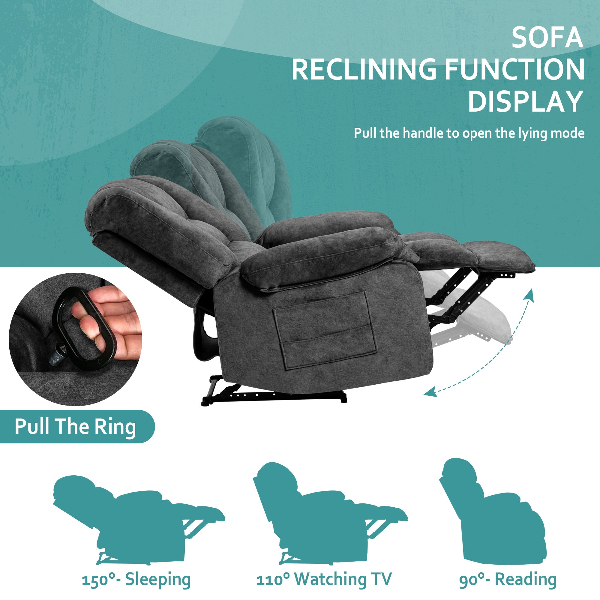 Oversized Recliner Chair Sofa with Massage and Heating.