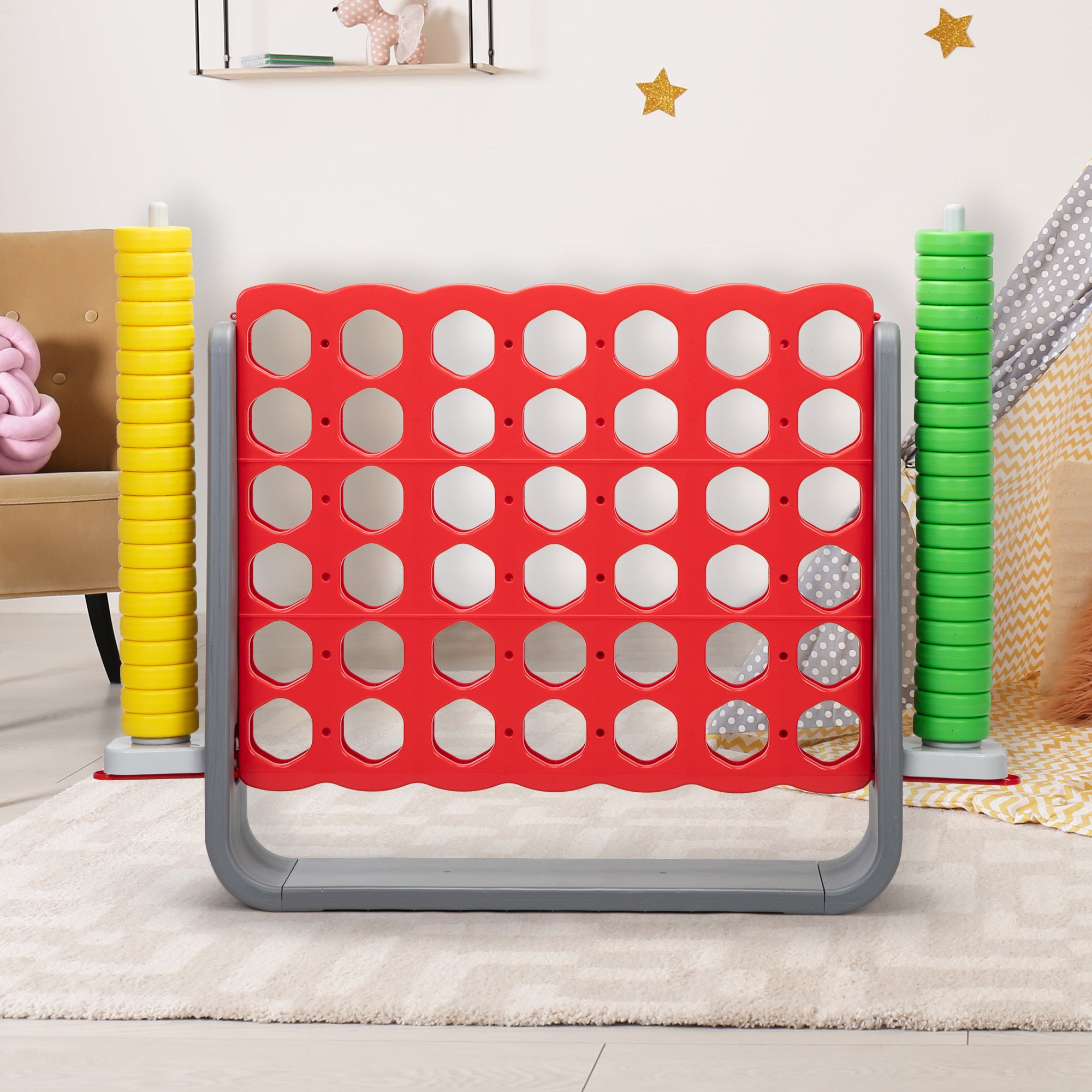 A premium Jumbo 4-to-Score Game Set designed for intellectual development, made with safe materials, all showcased on a white background.
