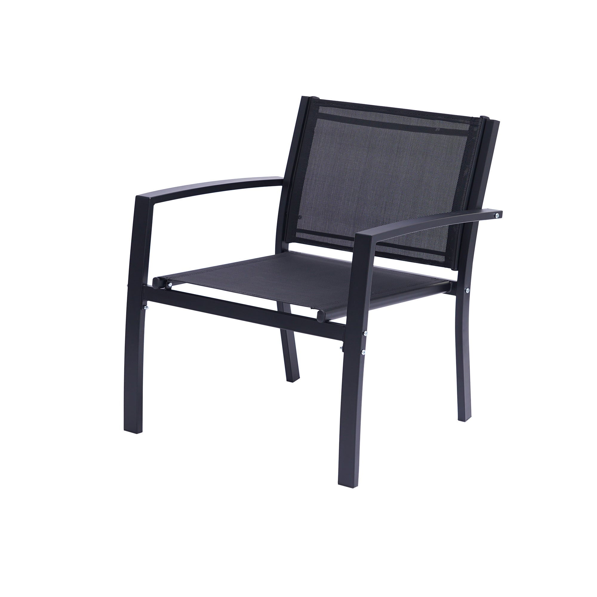 A 4 Pieces Patio Furniture Set Outdoor Garden Patio Conversation Sets Poolside Lawn Chairs with Glass Coffee Table Porch Furniture (Black) with a view of the ocean.