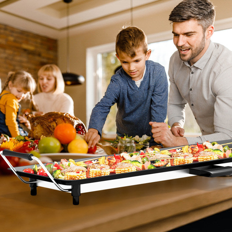 A 35 Inch Electric Griddle with Adjustable Temperature on a white background.