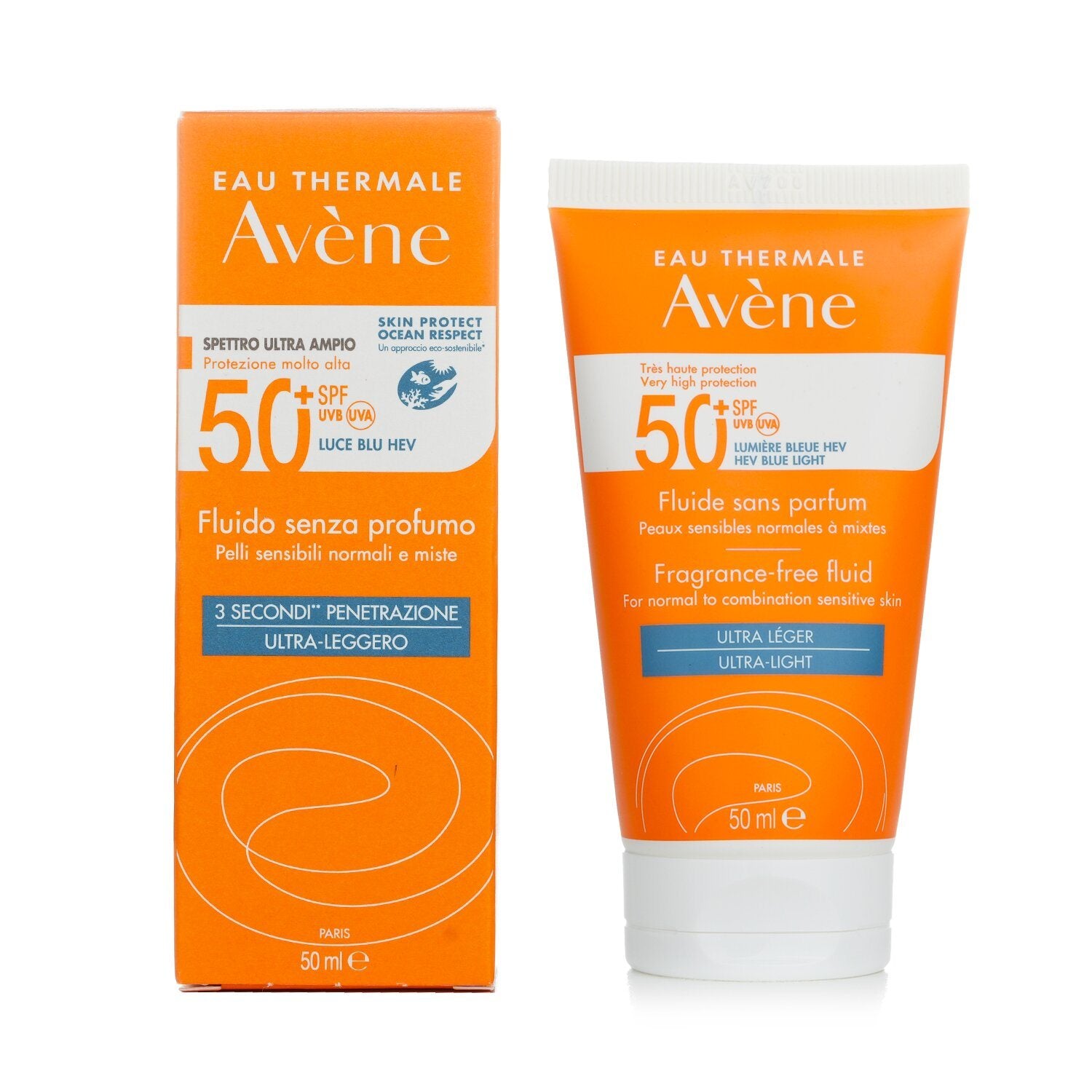 AVENE - Very High Protection Fragrance-Free Fluid SPF50+ - For Normal to Combination Sensitive Skin 149128 50ml/1.7oz.