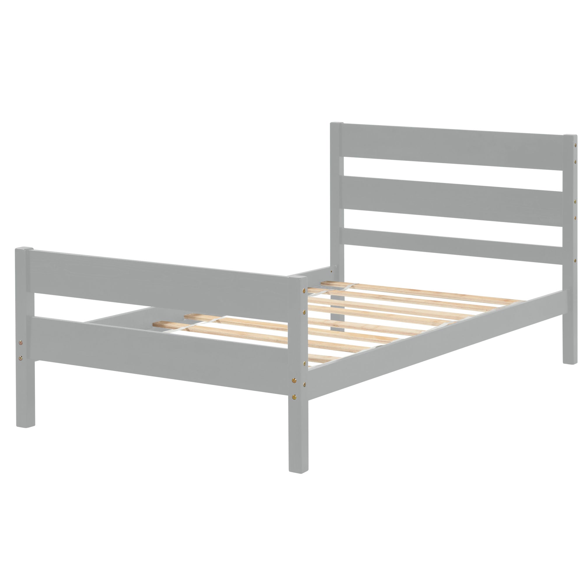 A Twin Bed with Headboard and Footboard, Grey in a child's room.