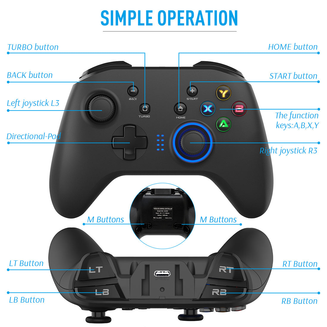 The Wireless Gaming Controller, with a USB charger, ensures wide compatibility.