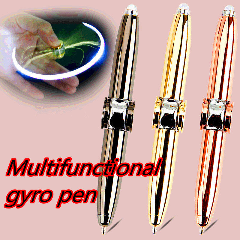 Multifunctional gyro pen with flashlight and Fingertip Gyro Ballpoint Pen LED Metal Creative Multifunctional Decompression Pen Finger Gyro Rotating Decompression Artifact capabilities.