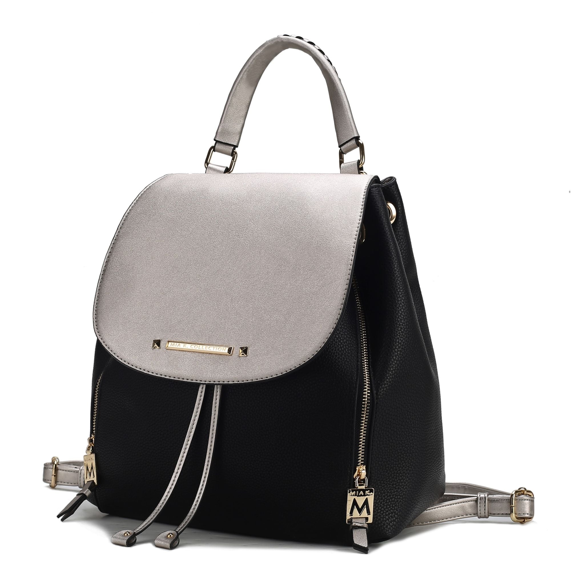 A brown and beige MKF Collection Kimberly Backpack Vegan Leather Women by Mia k with zippers.