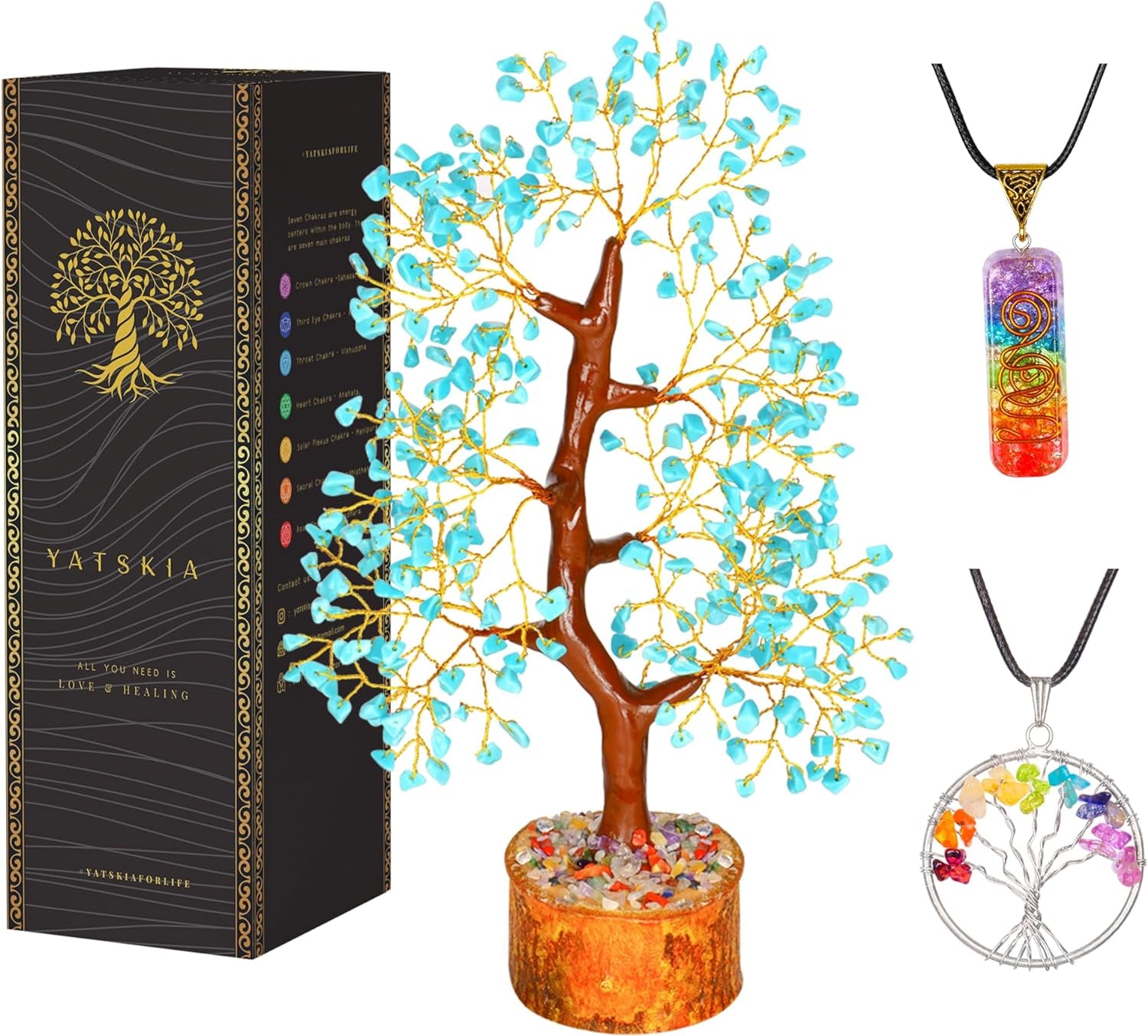 Seven Chakra Tree of Life - Crystal Tree for Positive Energy - Tree of Life Decor - Feng Shui Decor - Spiritual Gifts - 7 Chakra Tree, Money Tree - Stone Tree - Home Decor - Crystal Decor