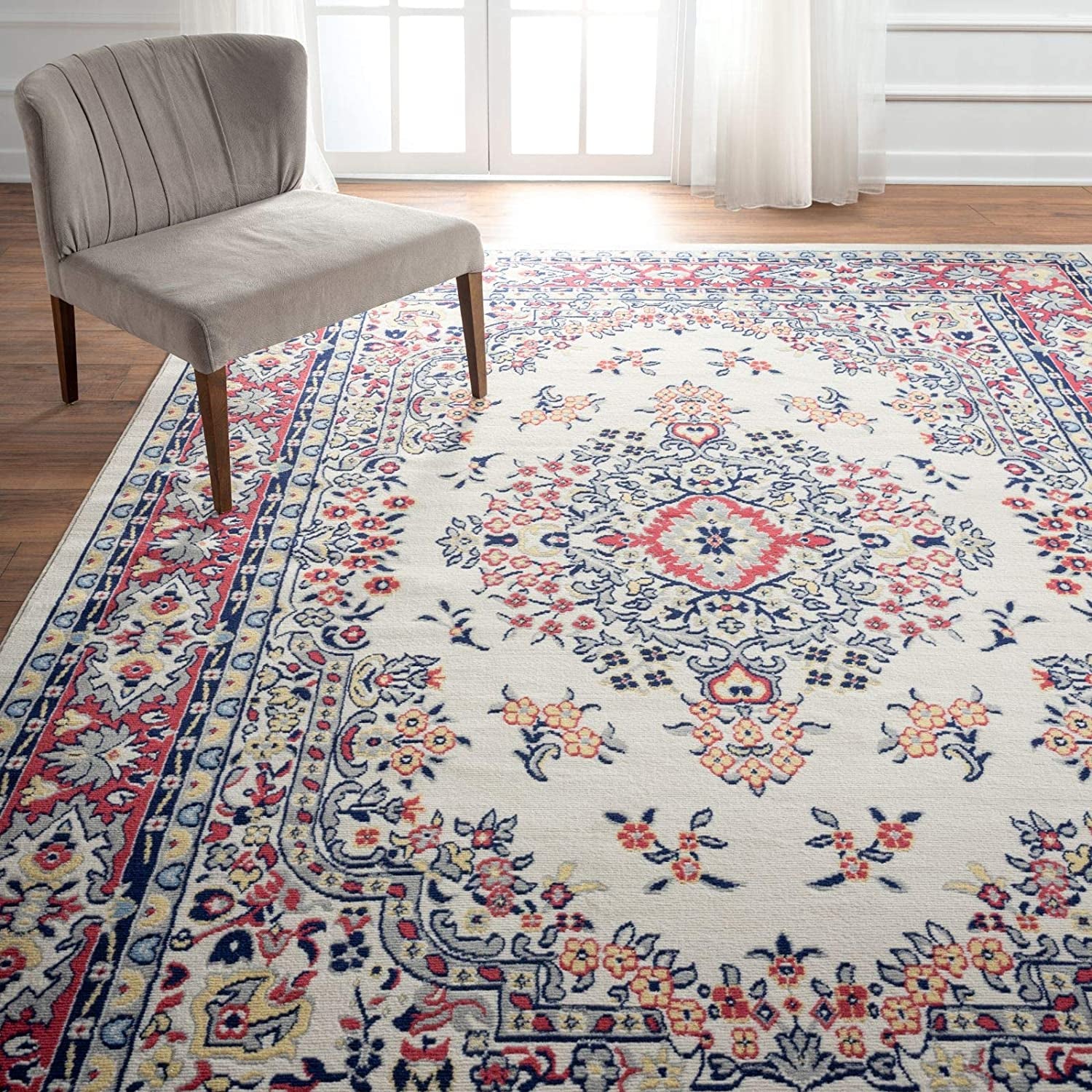 Premium Sakarya Traditional Medallion Border Area Rug, Navy Blue, 21"X35" Rectangle