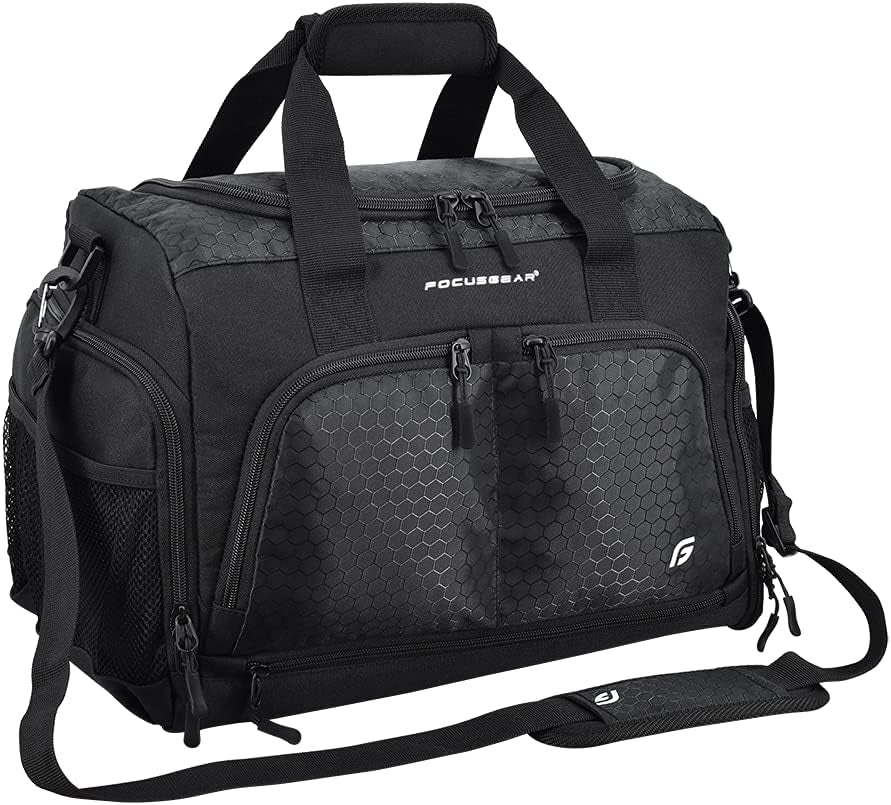 Ultimate Gym Bag 2.0: the Durable Crowdsource Designed Duffel Bag with 10 Optimal Compartments Including Water Resistant Pouch (Black, Medium (20"))