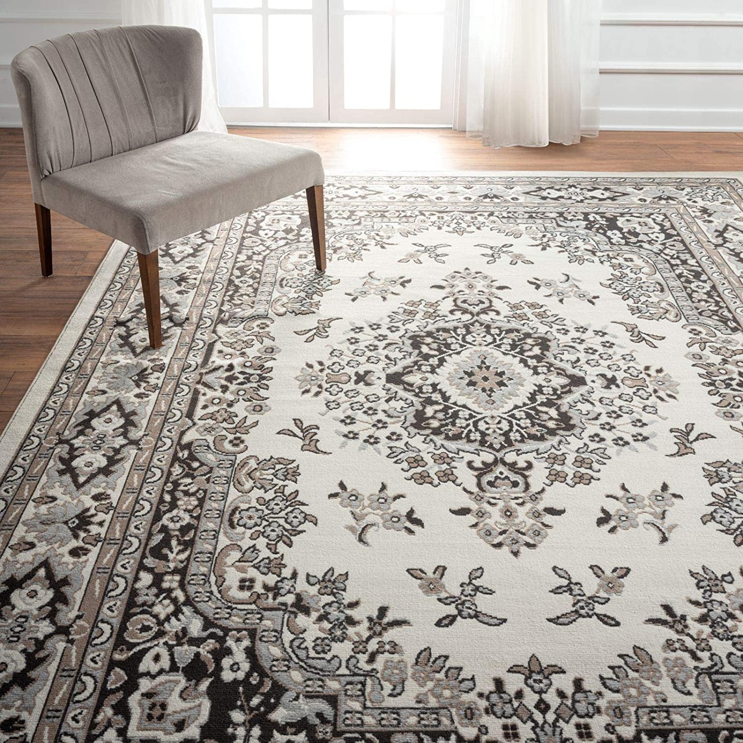 Premium Sakarya Traditional Medallion Border Area Rug, Navy Blue, 21"X35" Rectangle