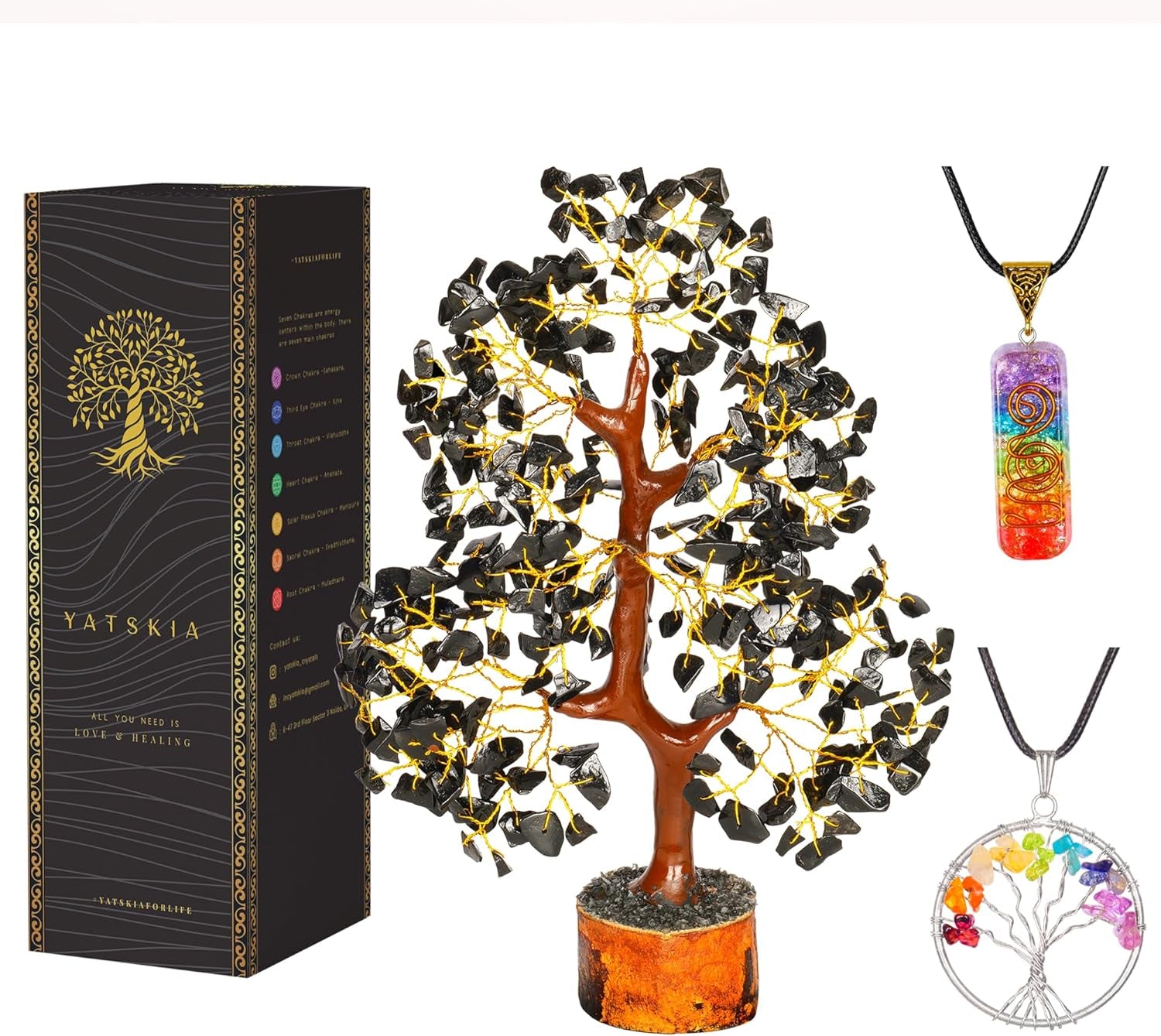 Seven Chakra Tree of Life - Crystal Tree for Positive Energy - Tree of Life Decor - Feng Shui Decor - Spiritual Gifts - 7 Chakra Tree, Money Tree - Stone Tree - Home Decor - Crystal Decor