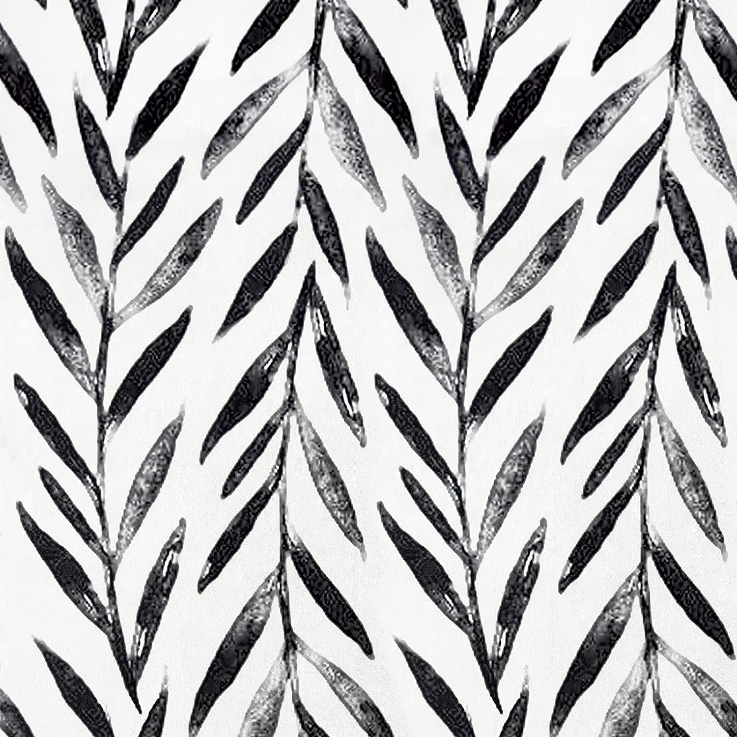 Black and White Peel and Stick Wallpaper Leaf Contact Paper 17.7 Inch × 118.1 Inch for Bathroom Self Adhesive Decorative Wall Paper