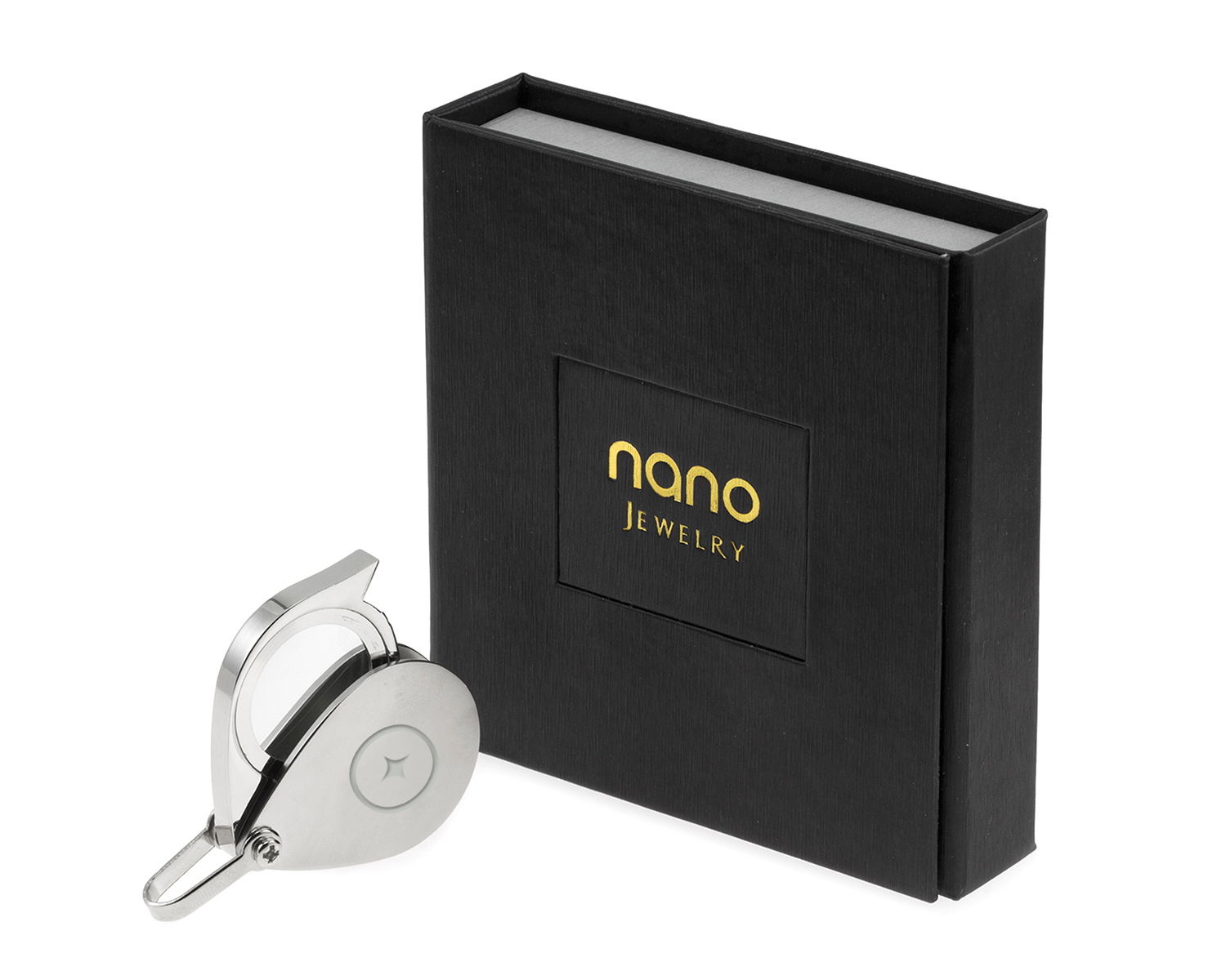 A close-up of a purple Swarovski crystal in a 925 Sterling Silver I Love You Heart Pendant Necklace Set 24k Gold Inscribed in 12 Languages.