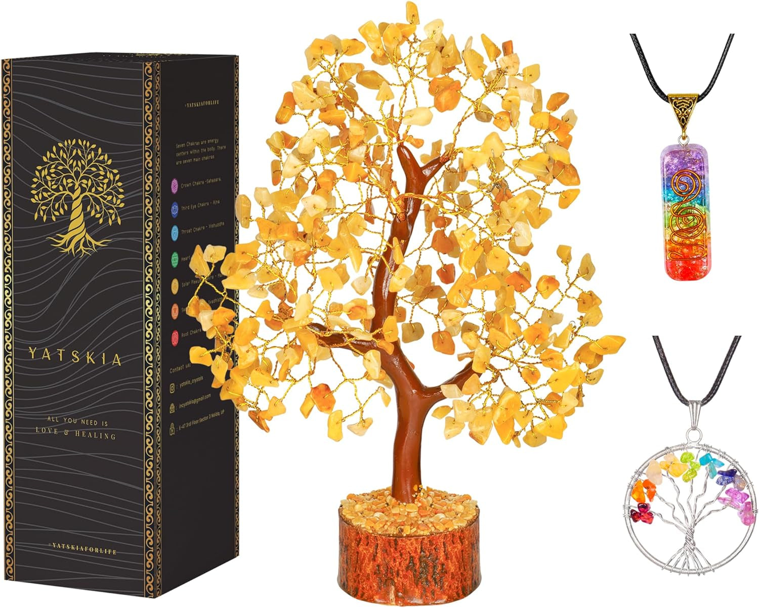 Seven Chakra Tree of Life - Crystal Tree for Positive Energy - Tree of Life Decor - Feng Shui Decor - Spiritual Gifts - 7 Chakra Tree, Money Tree - Stone Tree - Home Decor - Crystal Decor