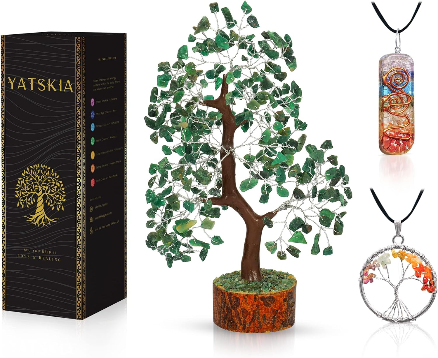 Seven Chakra Tree of Life - Crystal Tree for Positive Energy - Tree of Life Decor - Feng Shui Decor - Spiritual Gifts - 7 Chakra Tree, Money Tree - Stone Tree - Home Decor - Crystal Decor