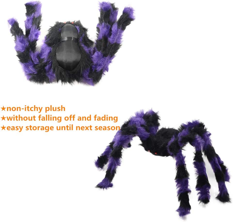 5Pcs Halloween Spider Giant Spider with Red Eyes Colorful Hairy Scary Halloween Spider Decorations for Indoor,Outdoor(1Pcs 30",2Pcs 20",2Pcs 12")