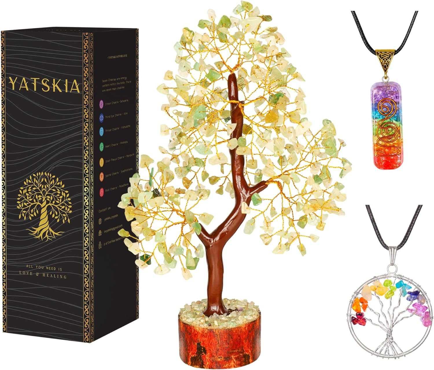Seven Chakra Tree of Life - Crystal Tree for Positive Energy - Tree of Life Decor - Feng Shui Decor - Spiritual Gifts - 7 Chakra Tree, Money Tree - Stone Tree - Home Decor - Crystal Decor
