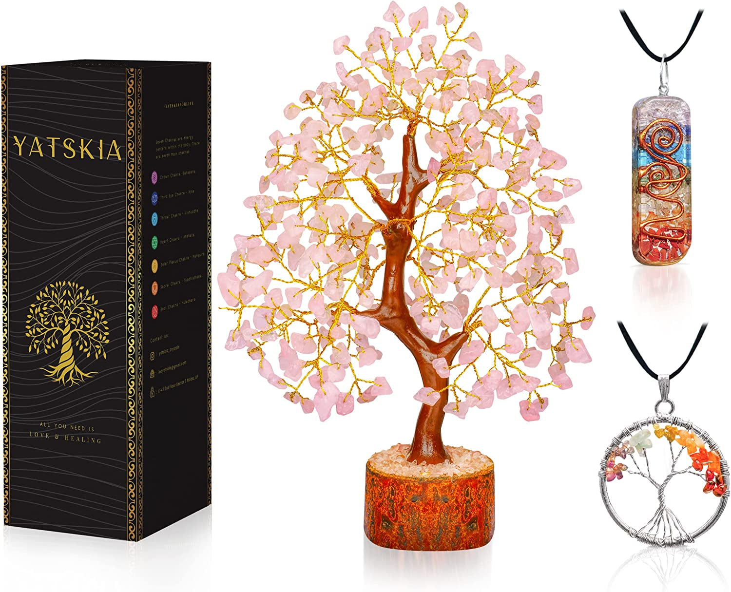 Seven Chakra Tree of Life - Crystal Tree for Positive Energy - Tree of Life Decor - Feng Shui Decor - Spiritual Gifts - 7 Chakra Tree, Money Tree - Stone Tree - Home Decor - Crystal Decor
