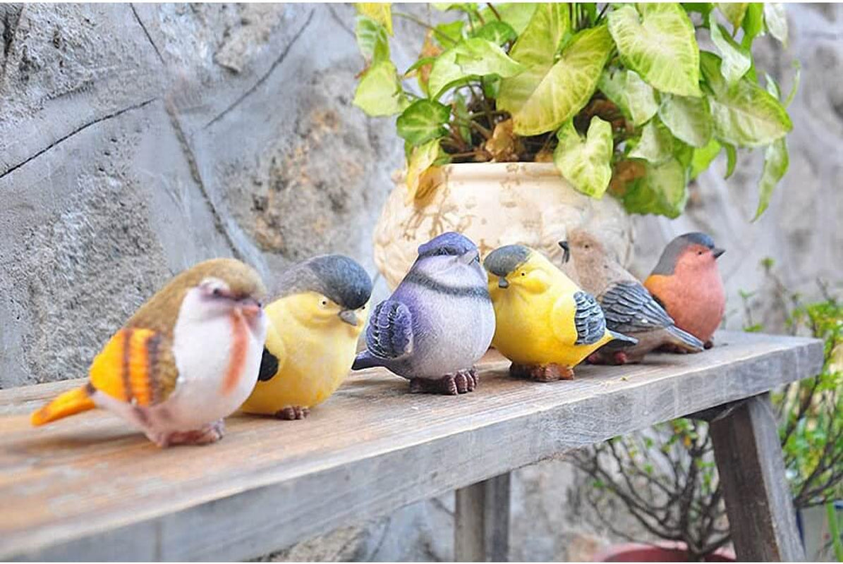 Bird Decor Decorative Birds - Outdoor and Indoor Bird Statues and Figurines - Bird Decorations for Home and Garden - Real Birds Size Set of 6