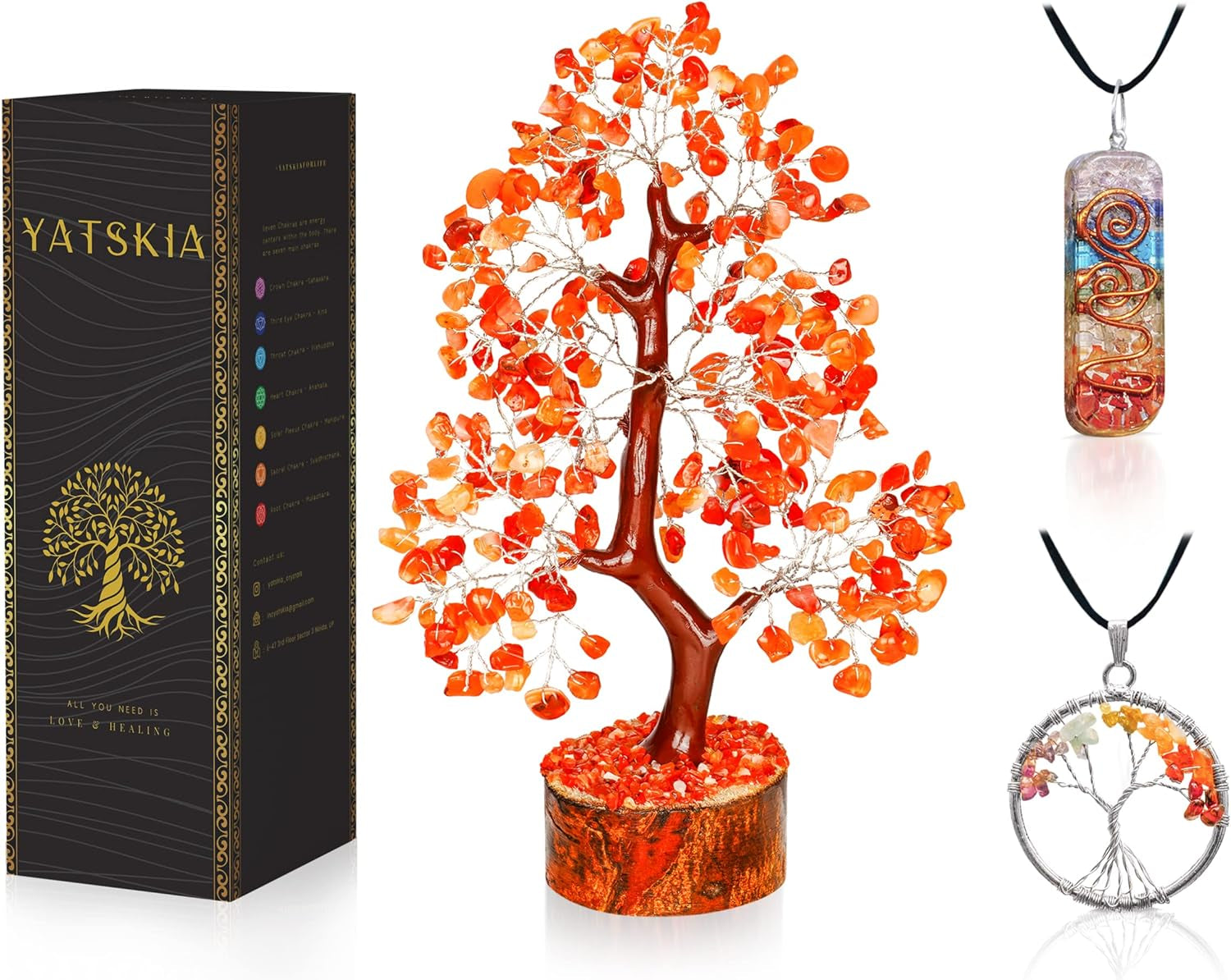 Seven Chakra Tree of Life - Crystal Tree for Positive Energy - Tree of Life Decor - Feng Shui Decor - Spiritual Gifts - 7 Chakra Tree, Money Tree - Stone Tree - Home Decor - Crystal Decor