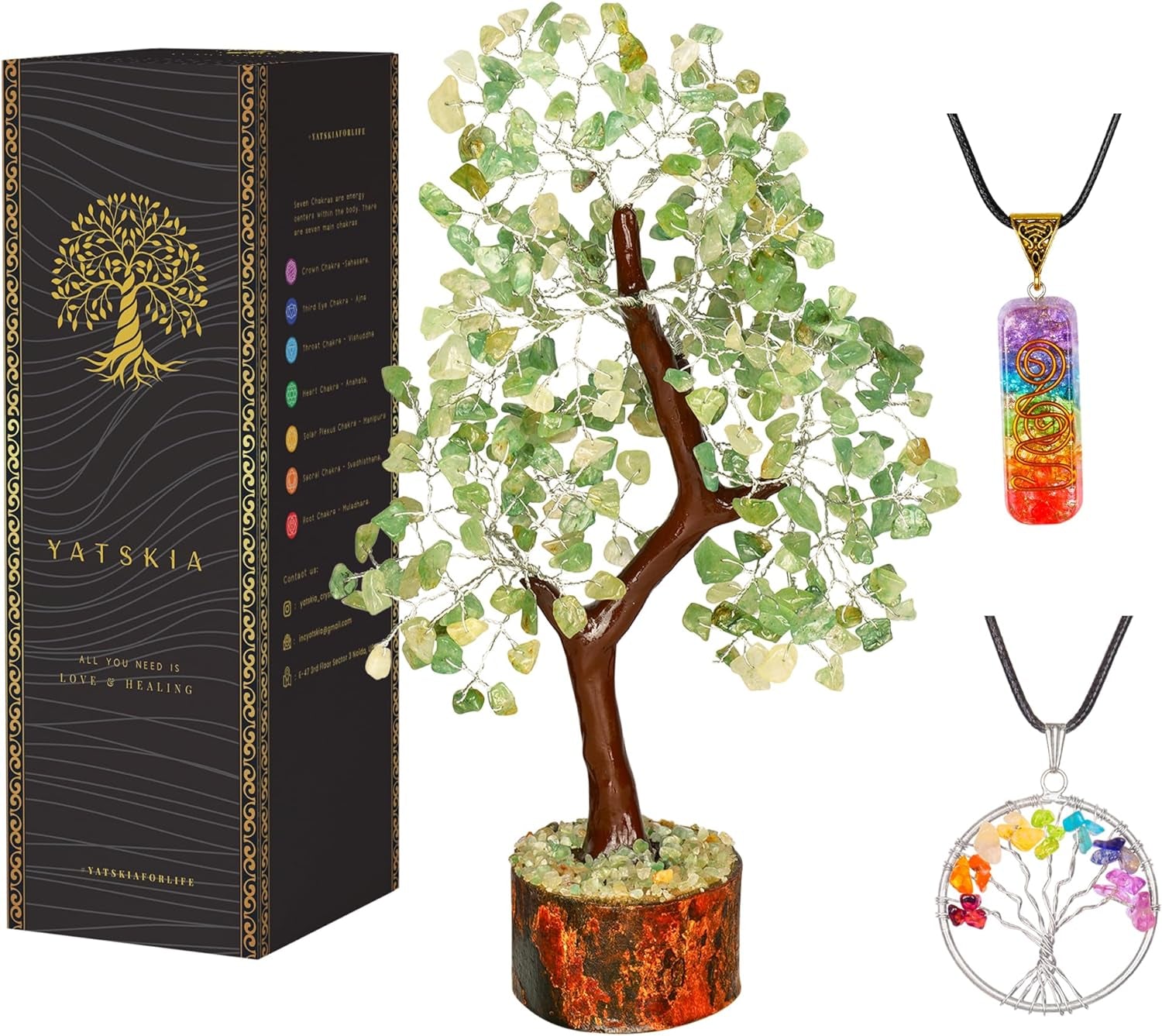 Seven Chakra Tree of Life - Crystal Tree for Positive Energy - Tree of Life Decor - Feng Shui Decor - Spiritual Gifts - 7 Chakra Tree, Money Tree - Stone Tree - Home Decor - Crystal Decor