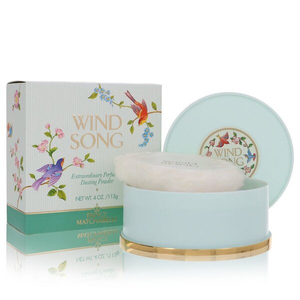 Wind song dusting powder in a box with a bird on it.