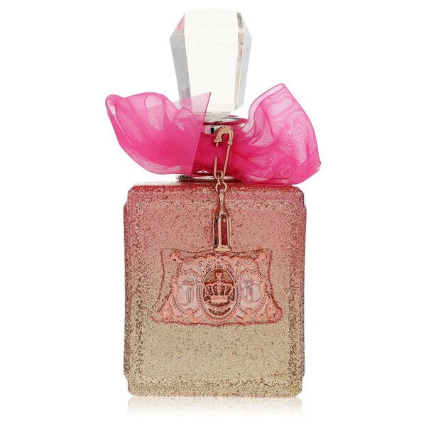 A Viva La Juicy Rose Eau De Parfum Spray (tester) 3.4 Oz For Women with a pink bow on it.