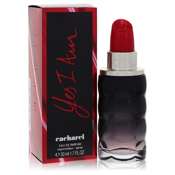 A bottle of Yes I Am Eau De Parfum Spray 1.7 Oz For Women with a red bottle.