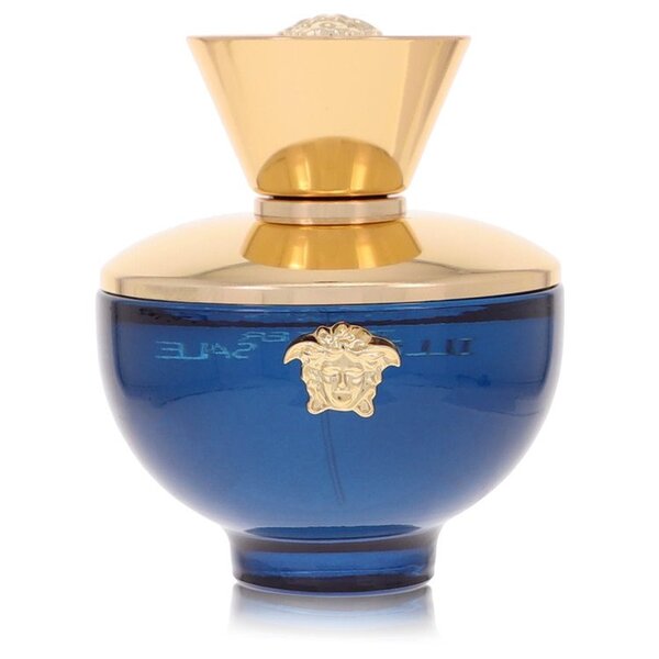 A Versace Pour Femme Dylan Blue Eau De Parfum Spray (tester) 3.4 Oz For Women bottle on a white background.