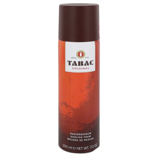 A bottle of Tabac Shaving Foam 7 Oz For Men on a white background.