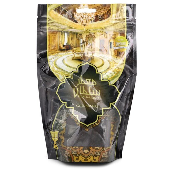 A bag of Swiss Arabian Muattar Sultan Oudh Bakhoor Incense Bakhoor Incense, perfect for evening wear.
