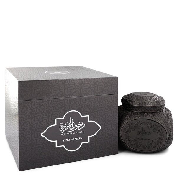 A Swiss Arabian Bakhoor Dukhoon Al Jazeera Bakhoor Incense (unisex) 70 Grams For Men with a candle inside.