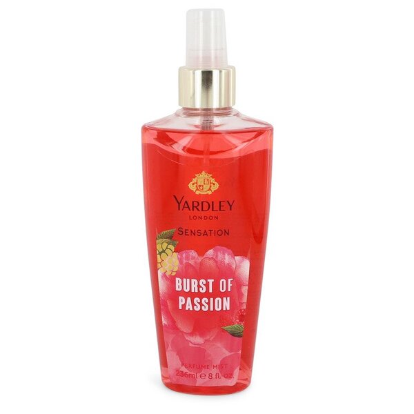 A bottle of Yardley Burst Of Passion Perfume Mist 8 Oz For Women.