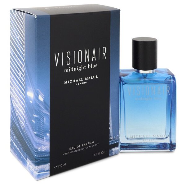 Visionair Midnight Blue Eau De Parfum Spray 3.4 Oz For Men is a fragrance by Michael Michael, featuring a captivating midnight blue color.