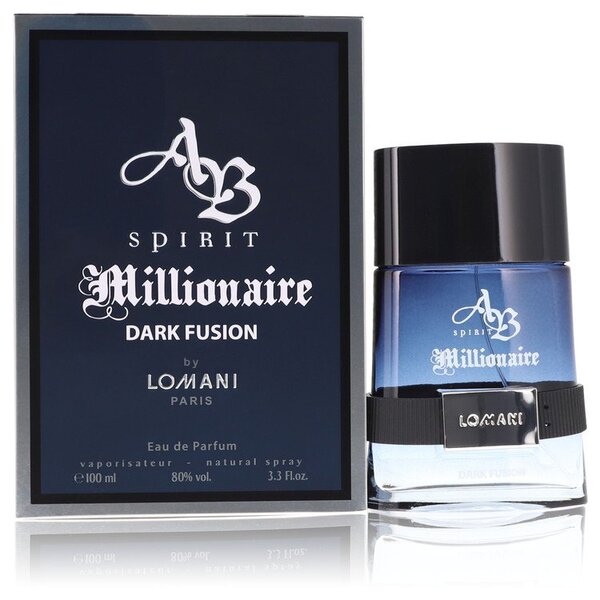 A bottle of Spirit Millionaire Dark Fusion Eau De Parfum Spray 3.3 Oz For Men by lozani.