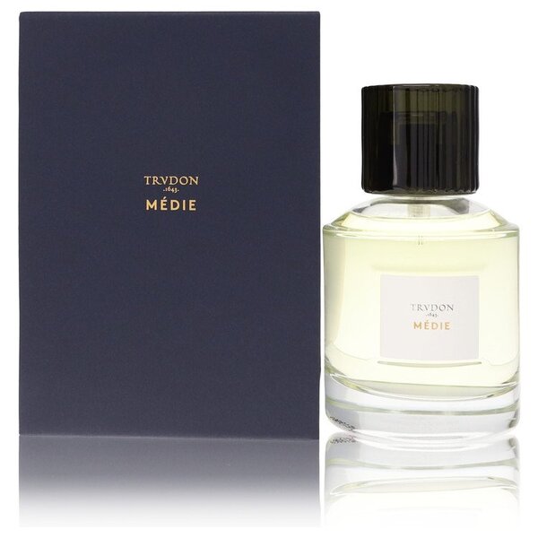 A bottle of Trudon Medie Eau De Parfum Spray (unisex) 3.4 Oz For Women with a box next to it.