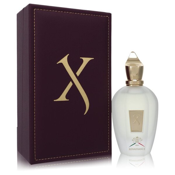 A fragrant Xj 1861 Renaissance Eau De Parfum Spray (unisex) 3.4 Oz For Men, adorned with the distinctive letter x.