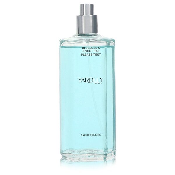 A bottle of Yardley Bluebell & Sweet Pea Eau De Toilette Spray (tester) 4.2 Oz For Women on a white background.